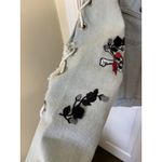 36Point5 Women’s Customized Denim Jacket Medium Roses Skull Lace Up Distressed Blue Photo 4