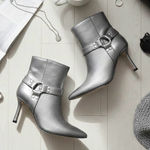 Jessica Simpson NEW Darnina Metallic Harness Pointed Toe Stiletto Ankle Booties Photo 0