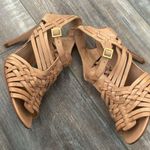 Tory Burch  Nadia brown woven leather logo detail huarache sandals heels 9.5 Photo 2