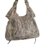 Elliott Lucca Sintra Leather Hobo Bag Exotic Snakeprint Gray/Taupe Gray Photo 4