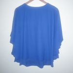 Peter Nygard Nygard 1X Flowy Poncho Circle Neck Top Plus in Lapis Blue Photo 2