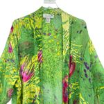 Dina Porter kimono 3X hand painted silk blend watercolor floral burnout topper Green Photo 1