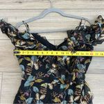 NICOLAS Black Floral V Neck Spaghetti Strap Ruffle Silk Cotton Mini Dress 4 Photo 11