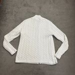 L.L. Bean Full Zip Cable Knit Mock Neck Cotton Cardigan Sweater White Size L Photo 1