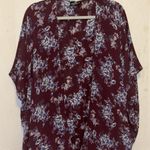 Angie Burgundy and Blue Floral Kimono
Open Front Short Sleeves FITS UP TO XL Photo 0