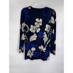Chico's  Travelers Button Front Cardigan Sweater Blue Floral Print Womens 0 4/6 Photo 8