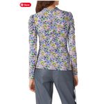 Tanya Taylor  Shirt Womens X Small‎ Blue Purple Green Adonica Mock Neck Cropped Photo 3