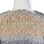 Vintage Pastel Ombre Hand Knit Cardigan Chunky Cropped Sweater Rainbow Cozy Yellow Size L Photo 4