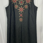 Dana Buchman NWOT women’s brownish gray metallic beaded floral sleeveless dress Photo 0