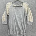 EXPRESS Women's Raglan Shirt Lace 3/4 Sleeve Gray Marled Size Medium Scoop Neck Photo 0
