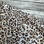 Vine & Love Women's Animal Print Collared Blouse L LG Large Cream Brown Cheetah Photo 4
