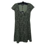Poof New York Animal Print Sage Green Front Tie Cap Sleeve Mini T-shirt Dress S Photo 2