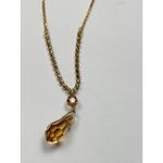 Gold Rhinestone Necklace With Amber Crystal Drop Pendant Photo 3