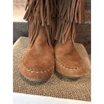 LC Lauren Conrad Size 8 Moccasin Boots Brown Suede Triple Layer Fringe Photo 4