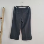 Ann Taylor  Petites Black Pinstripe Cuffed Bottom Wool Blend Capri Pants Size 6P Photo 1