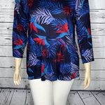 Roxy Size XL Tropical Print - Embroidered Keyhole Peplum Hemline Top Photo 1