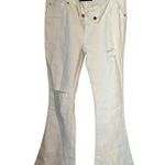 SER.O.YA Low Rise Flare White Distressed Raw Hem Jeans NWT sold out Size 29 Photo 5