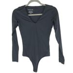 Everlane Womens The Long-Sleeve V-Neck Bodysuit Black Thong XS Photo 2