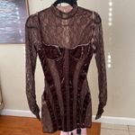 House Of CB  'Marica' Brown Velvet &‎ Lace Corset Dress NWOT size XS Tall Photo 4