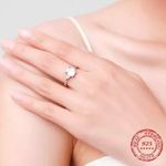 SIZE 6 925 Sterling Silver Emerald Cut 2CT Cubic Zirconia Ring Photo 2