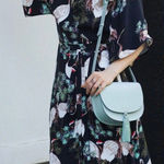 ZARA ‎ Woman Women's Kimono Wrap Black Crane Hi Low Dress Blogger Favorite Medium Photo 0