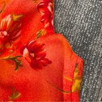 Vtg Y2K Silk Mini Dress Tropical Floral Hawaiian Sz Small Orange Red Photo 11