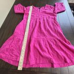 Gap  Gauze Tier Dress Womens Size M Pink 3/4 Sleeve V-Neck Pockets NEW Photo 3