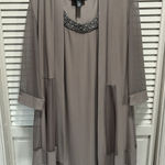 R & M Richards  Tank Dress & Duster Set Midi Size 12 Scoop/Gems Sheer Flowy Photo 0
