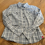 The North Face Womens Shirt S Button Up Long Sleeve Blue Gray Embroidere… Photo 0