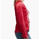 Free People Star Eyes Crinkle Satin Top - Retro Red M Photo 4