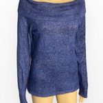 Cache Oversize Collar Navy Blue Metallic SweaterSize L Photo 1