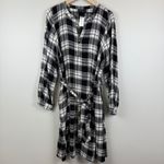 Lane Bryant Crinkle Popover Short Dress 16 Women Black White Plaid Classic NWT Photo 1