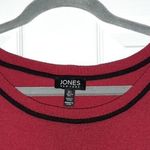 Jones New York Long Sweater Knit Top Red Black Trim Pullover Tunic Size L Photo 4