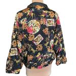Vintage 90s Sport Jacket Black Yellow Zip Front Windbreaker Floral Equestrian Black Size undefined Photo 5