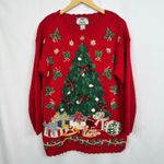 Tiara International Red Christmas Tree Sweater Womens Size S Ugly Sweater Photo 8