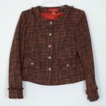 Sundance  Fringe Tweed Wool Blend Orange Blazer‎ Jacket Womens Size 6 Photo 0