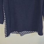 Loft Ann Taylor L Flowy Floral Back Sweater 3/4 Sleeve Rib Knit Mixed Media Photo 4