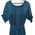 Pyramid Collection Embroidered Renaissance Maxi Dress Size L Blue Bust Tie Goth Size L Photo 6