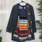 Denim & Co  Lined Black/Gray Denim Chore Coat Toggle Closure size M Medium Photo 2