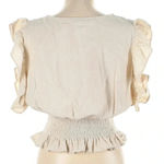 Cupcakes and Cashmere Cropped Linen Blend Flutter Sleeve Top Blouse Size Large Photo 2