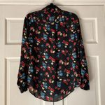 Laundry by Shelli Segal Floral Blouse Button Front Button Up Size Small Black Photo 6