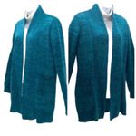 Relativity  Long Open Front Cardigan Sweater Mohair Wool Blend Petite Small Blue Photo 1