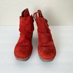 Fly London  Yama Wedge Suede Leather Back Tie Booties Red Orange Size 38 Photo 3