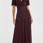 Mac Duggal  35109 Womens Purple Embellished Flutter Sleeve Gown Dress Photo 0