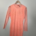Hugo Boss Womens Nasusi Long Sleeve Orange Stretch Mesh Paisley Midi Dress Large Photo 3