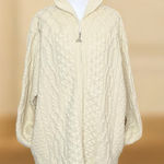 Vintage Aran Crafts Merino Wool Sweater Cardigan Cream Hooded Zip 2X XXL Photo 0