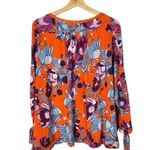 Free People  Keepin On Orange & Purple Floral Slouchy Short Sleeve L Photo 2
