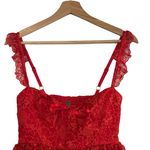 Anthropologie  Ruffle Strap Corset Lace Mini Dress Lipstick Red Size XS NEW Photo 3