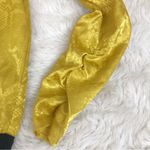 WAYF Sav Yellow Gold Snake Print Bodysuit Low Cut Long Puff Sleeve Medium New Photo 10