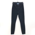 7 For All Mankind The High Waist Ankle Skinny With Faux Pockets in Black Coated Photo 1